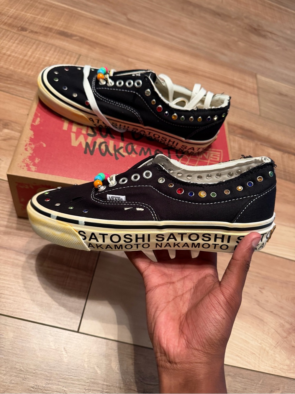 Vans Kids Black Low-Top Sneakers with Multicolor Studs
